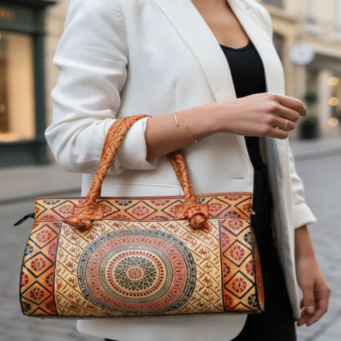 Mandala Design traditional Indian  Genuine Pure Shantiniketan Leather Bag